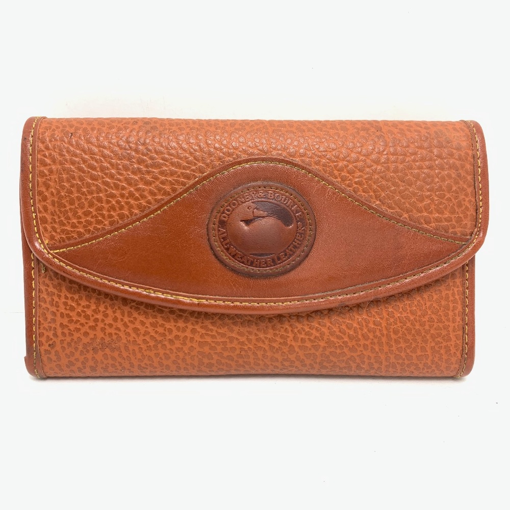 DOONEY & BOURKE Brown Vintage Genuine Leather Tri-Fold Wallet Clutch Coin Purse